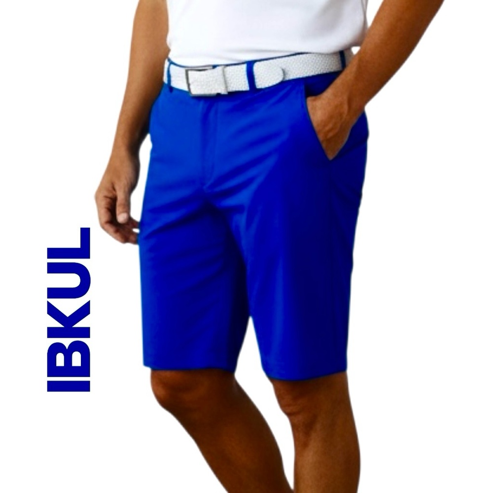 Ibkul Golf Men's Shorts 30x9 UPF 50+ Royal Blue Flat Front Stretchy Pockets NWOT